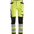 Snickers Allroundwork arbejdsbukser med hylsterlommer stretch klasse 2 hi-vis gul/sort