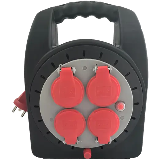 E-Line kabeltromle mini med 4 udtag 15 m