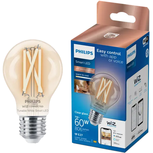 Philips Smart WiZ white LED pære E27 6,7W standard klar