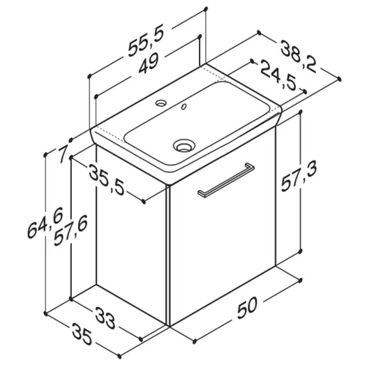 Scanbad Multo+ vaskeskab m/Lotto vask 55 cm hvid højglans