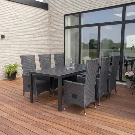 Guldborg/Samsø havemøbelsæt med bord og 6 stole sort