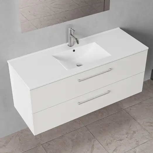 Badskab Milano 355CB  120 cm m/2 skuffer og vask 47x52x122 cmhvid