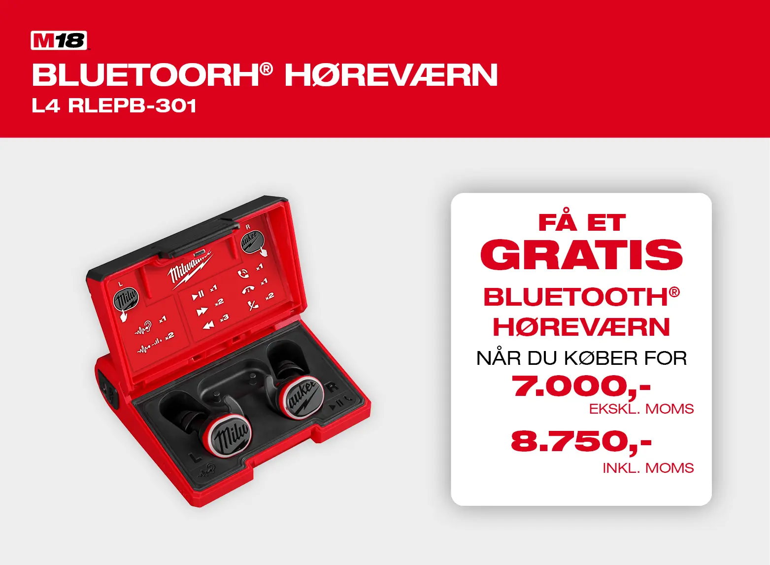 Milwaukee Bluetooth høreværn - L4 RLEPB-301