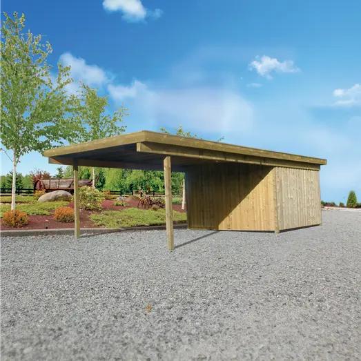 Valdemar carport med redskabsrum 836x420 cm - UDEN TAG