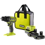 Ryobi bore-/skruemaskine m/2x2.0Ah batterier, lader, dobbeltbit og taske