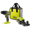 Ryobi bore-/skruemaskine m/2x2.0Ah batterier, lader, dobbeltbit og taske