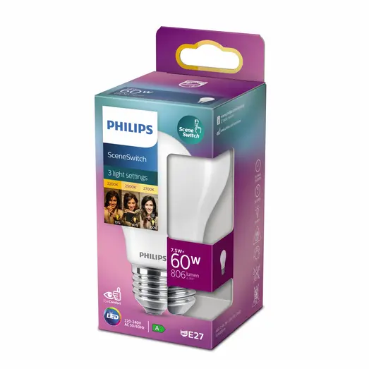 Philips Scenewitch pære 60W mat 1 pack