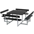 PLUS Picnic Bord/Bænkesæt m/4 ryglæn 224 cm RePlast Sort