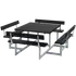 PLUS Picnic Bord/Bænkesæt m/4 ryglæn 224 cm RePlast Sort