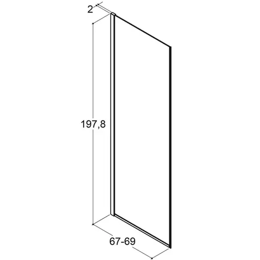 Scanbad brusevæg D 69x197,8cm børstet satin/klart glas