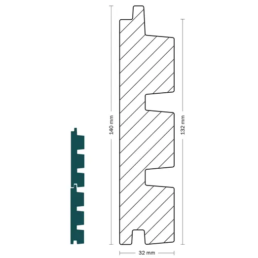 Triple shadow ThermoWood beklædning 32 x 140 mm gran