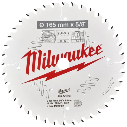 Milwaukee CSB P W rundsavklinge Ø165 mm 40 tænder