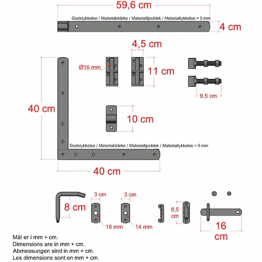 PLUS Plank enkeltlåge 100×125 cm sort PEFC inkl. sort beslag