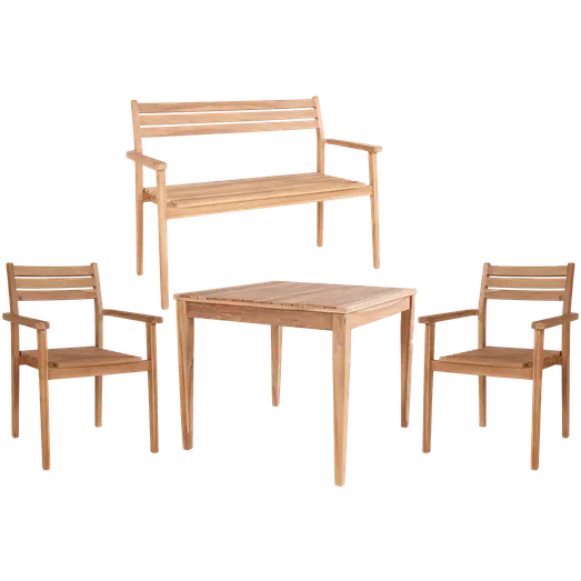 Dublin havemøbelsæt med bord Ø100 cm og 2 Dublin stole og 1 bænk