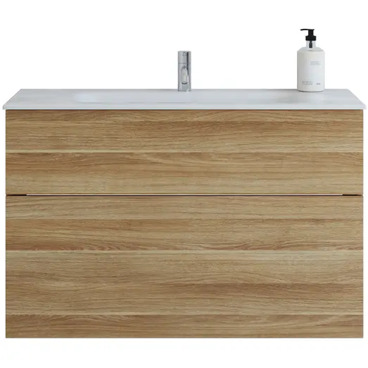 Scanbad Delta vaskeskab m/Dewy håndvask 100cm varm eg
