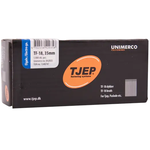 TJEP TF18 stifter 1,2x35 mm elgalv. 5000 stk