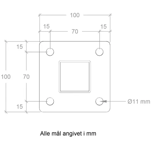 Plus Stålstolpe m/fod til håndliste  4,5x4,5x103,3 cm