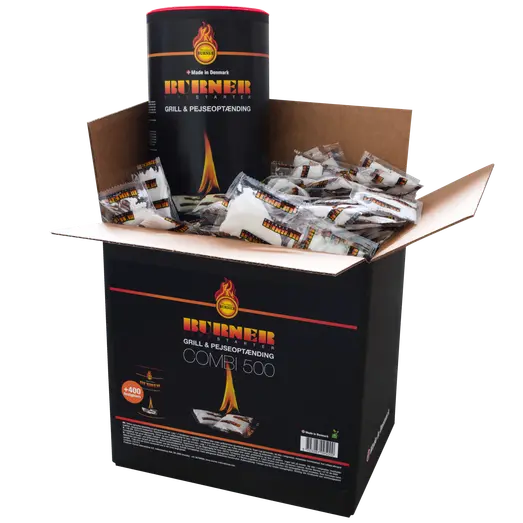 Burner Bio Combi optændingsposer – kasse med 500 stk. til pejs, ovn og grill