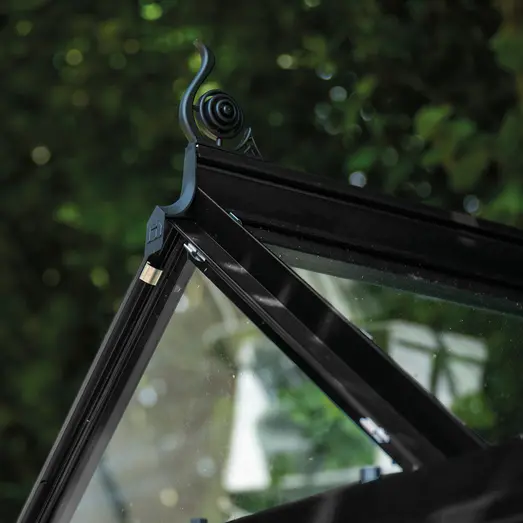 Halls ICON 6 3,7 m² sort m/3 mm delt glas og fundament