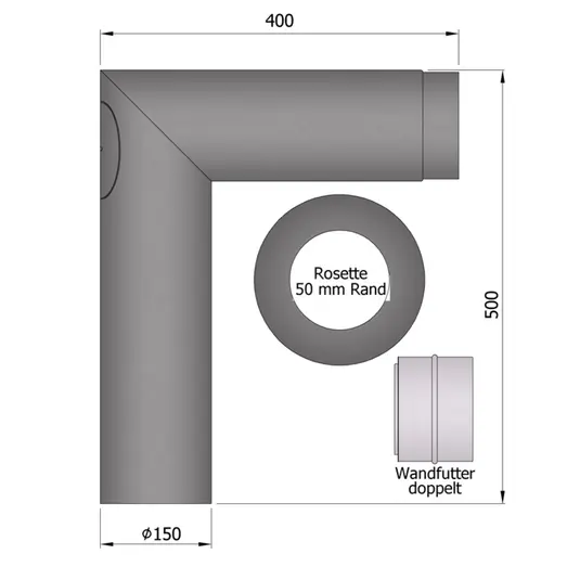 Varde røgrørssæt knæk sort, 90°
