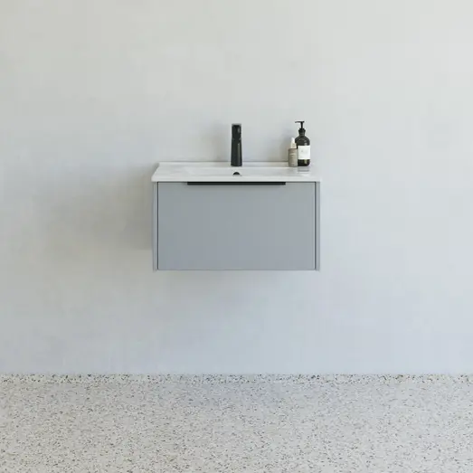 Scanbad NOW vaskeskab m/én skuffe 33,8x45,5 mat lyseblå glat front