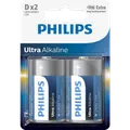 Philips Ultra alkaline LR20 batteri 2 stk.