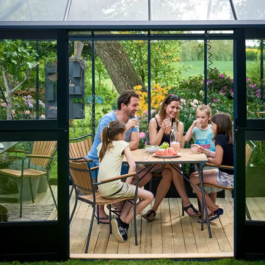 Juliana Gran Oase drivhus 13 m² antracit/sort m/3 mm hærdet glas