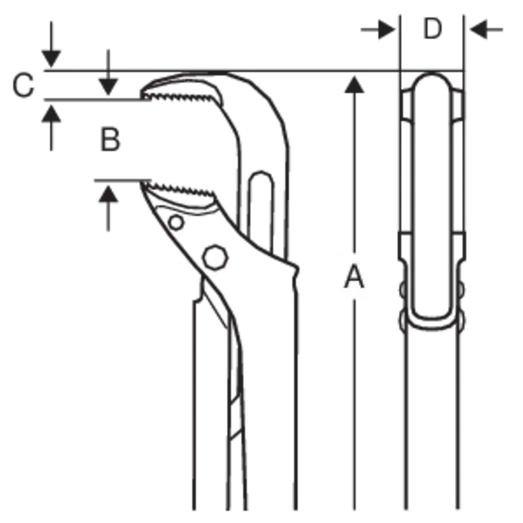 Bahco ergo 90° svensk model universalrørtang 1"