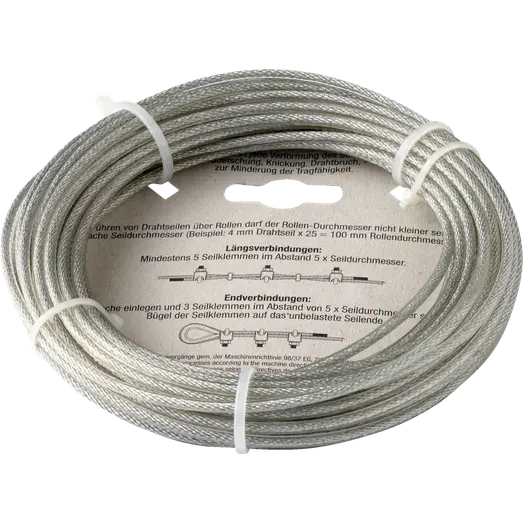 NKT stålwire 1,5/3 mm x 10 m elforz. PVC belagt