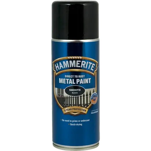 Hammerite glat-effekt metalmaling spray sort