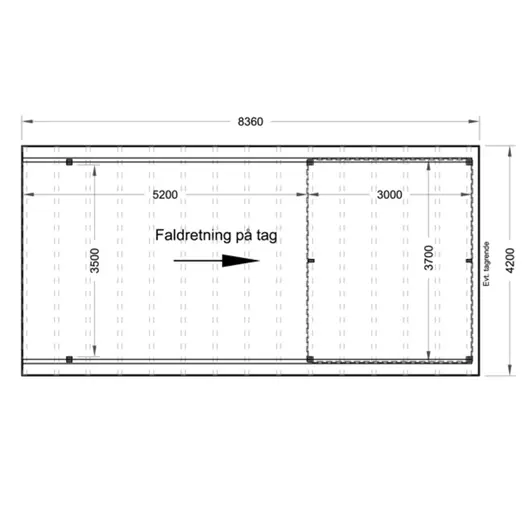 Valdemar carport med redskabsrum 836x420 cm - m/plast trapeztag