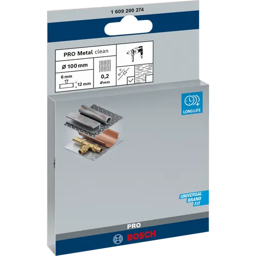 Bosch PRO Metal clean skivestålbørste, lige skaft, 100x0,2 mm