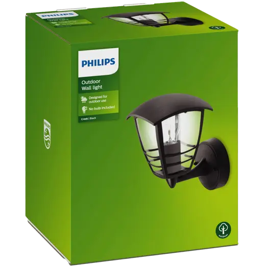 Philips Creek udendørs væglampe med opad lys sort