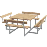 Plus Picnic Bord/Bænkesæt m/4 ryglæn 224 cm ThermoWood®