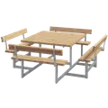 Plus Picnic Bord/Bænkesæt m/4 ryglæn 224 cm ThermoWood®
