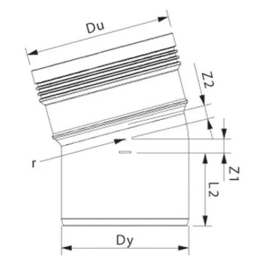 Wavin Wafix kloakrør PP rød bøjning 15° x 160 mm