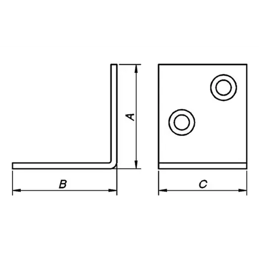 PN vinkelbeslag 45x45x38x2,5 mm. elforzinket