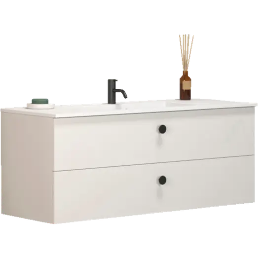 Scanbad Delta vaskeskab m/Micca vask 120 cm mat hvid