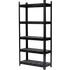 Stålreol mat sort H180 x B90 x D40 cm 5 MDF hylder