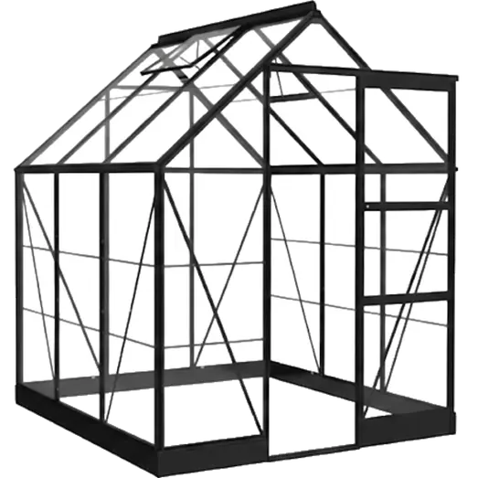 Halls ICON 6 3,7 m² sort m/3 mm delt glas og fundament