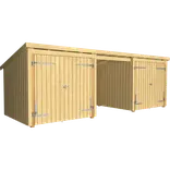 Plus Nordic Multi havehus 14 m² 3 moduler med 2 dobbeltdøre og åben front