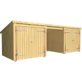Plus Nordic Multi havehus 14 m² 3 moduler med 2 dobbeltdøre og åben front