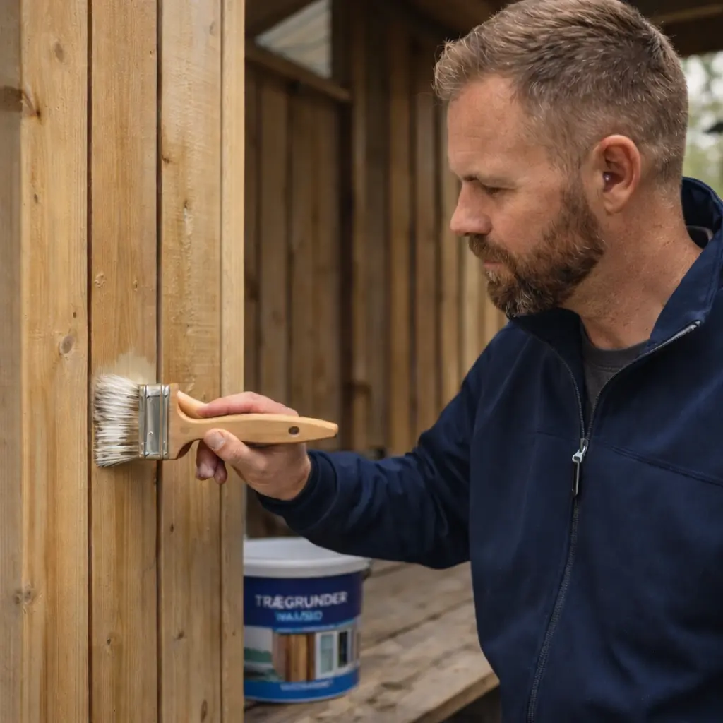 påføring af farveløs trægrunder med pensel