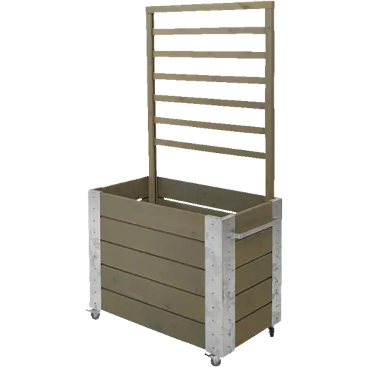 Plus Cubic blomsterkasse med espalier og hjul 87x50 cm gråbrun