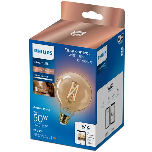 Philips Smart WiZ white LED pære E27 6,7W globe guld