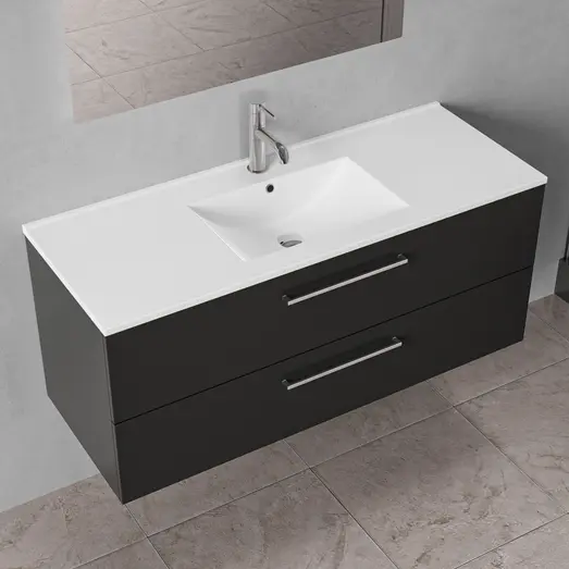 Badskab Milano med vask og 2 skuffer sort 120x45x60 cm