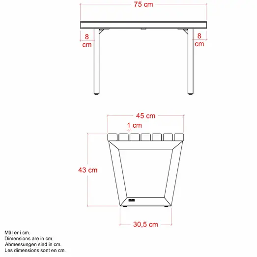 PLUS Siesta Living skammel/bord 75 cm sort