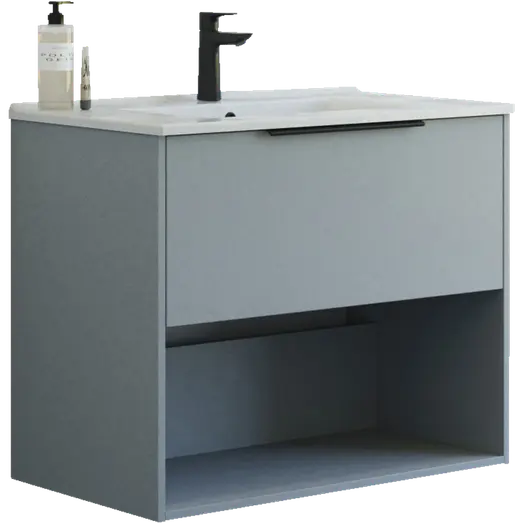 Scanbad NOW vaskeskab m/én skuffe og åbent rum 65,8x45,5 mat lyseblå glat front