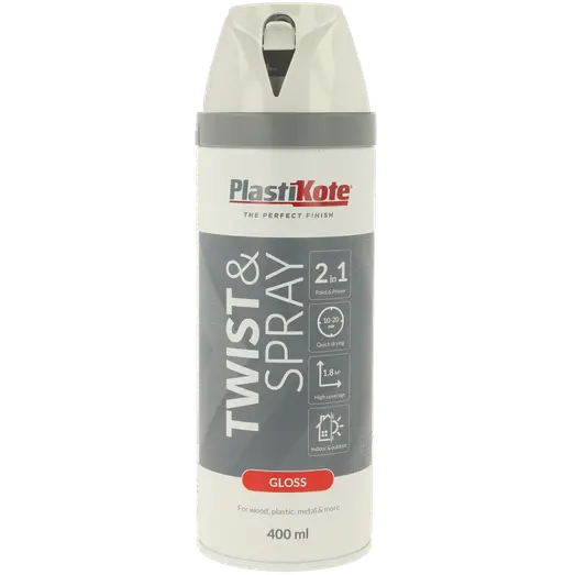 Plasti-Kote twist spraymaling 400 ml blank hvid