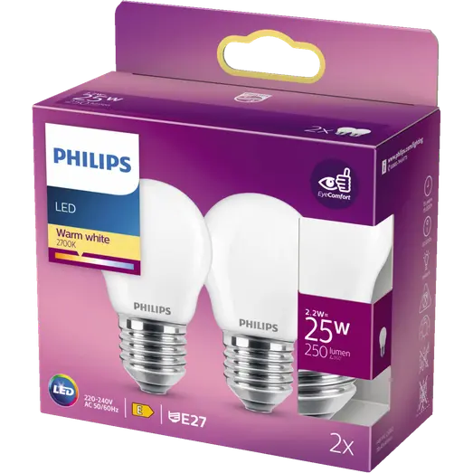 Philips Krone LED pære E27 25W 2 pack